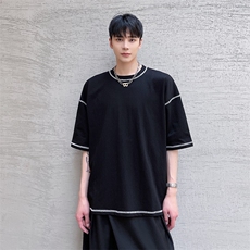 短袖T恤男夏季新款潮流半袖明辑线纯棉上衣宽松A345-258-P50，男装T恤，电商A345
