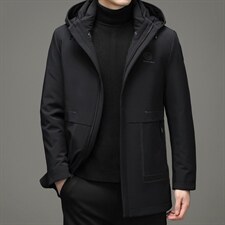 2023冬新款羽绒服男中长款可拆卸帽中年男士休闲外套HM2375-P335图片
