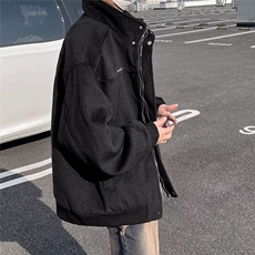 秋冬季美式复古麂皮绒外套男女宽松休闲百搭设计感棉衣外套W9296，男装棉衣，星座506