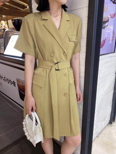【现货】夏季新品气质显瘦西装连衣裙，女装西装，蓝典
