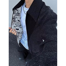 美式水墨花斜纹肌理老钱灰夹克男高级感外套潮牌秋冬JW9338，男装夹克，星座1116A（原606A-3）