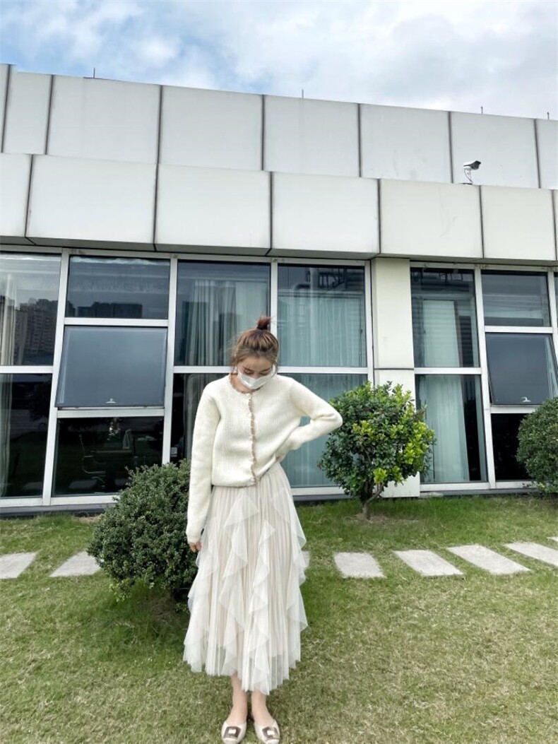 重工设计款开衫小毛衣，女装针织衫/毛衣，朗蔻