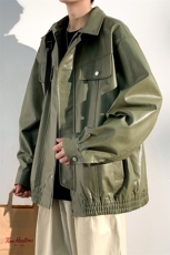春秋季新款凯美拉PU皮衣休闲宽松棒球服夹克男JK7011-P85，男装夹克，星座1204