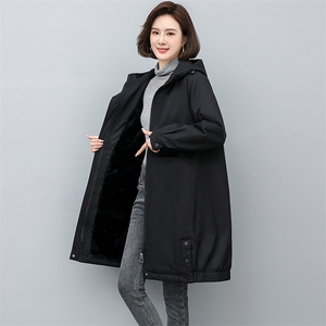派克服棉衣中长款2022年新款加绒加厚妈妈大码宽松外套图片