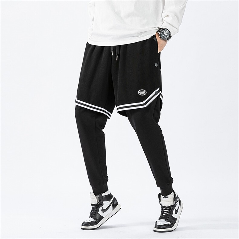 春季男士新款青少年酷霸假两件叠穿潮牌潮流修身休闲裤SK2118-P80,男装休闲裤,电商A128