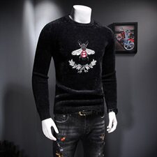 3561冬季新款加厚保暖蜜蜂刺绣休闲蚕丝羊绒毛衫水貂绒（长，男装针织衫/毛衣，钱塘2010-1