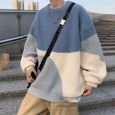 2023秋冬小众潮牌针织衫男慵懒风线衣撞色宽松毛衣外套M1067-P40，男装针织衫/毛衣，星座512-2