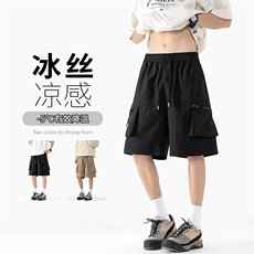 特批P26无差价夏季凉感冰丝垂感顺滑大口袋直筒大码短裤男DK5817，男装休闲裤，电商A001