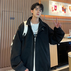 港风新款麂皮绒外套男秋季帅宽松时尚男装夹克JK220-P75，男装夹克，四季星座505