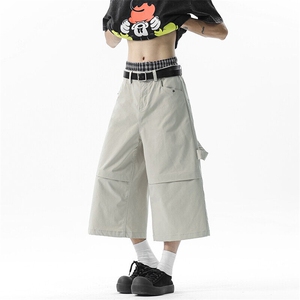 美式复古宽松工装七分牛仔裤女2026夏季新款休闲阔腿裤YD710-P60图片