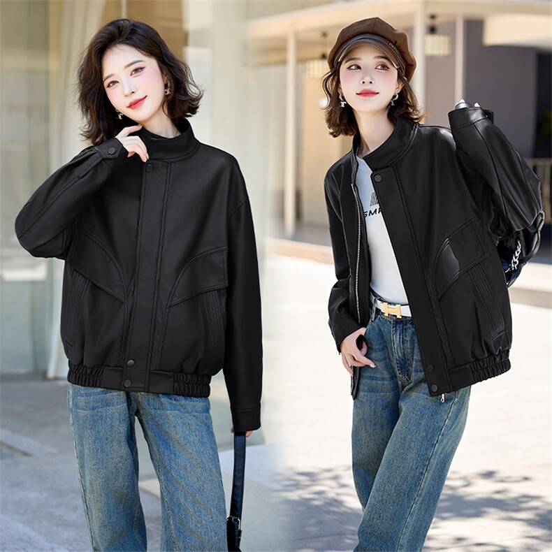 现货2024新美拉德穿搭口碑仿羊皮宝藏私服C位复古皮衣外套女秋冬，女装皮衣，跑量工厂店