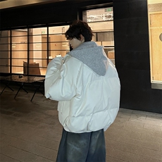 405A美式高街个性连帽设计假两件pu皮棉服MY24920-P158控188，男装棉衣，星座405A