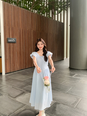 2024法式优雅浅蓝色连衣裙【现货】082-3633P125K188，女装连衣裙，浙宝192（原082）