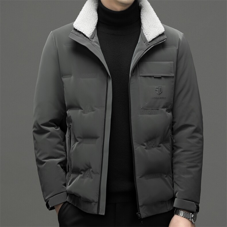 羽绒服男脱卸毛领2023冬季新款中年男士爸爸装加厚保暖白鸭绒外套,男装羽绒服,电商B212（原钱塘6029）