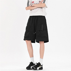 夏季2025新款冰丝侧边拉链大口五分裤袋速干宽松短裤K1279P45控78，男装牛仔裤，星座906-1（原电商a316-2）