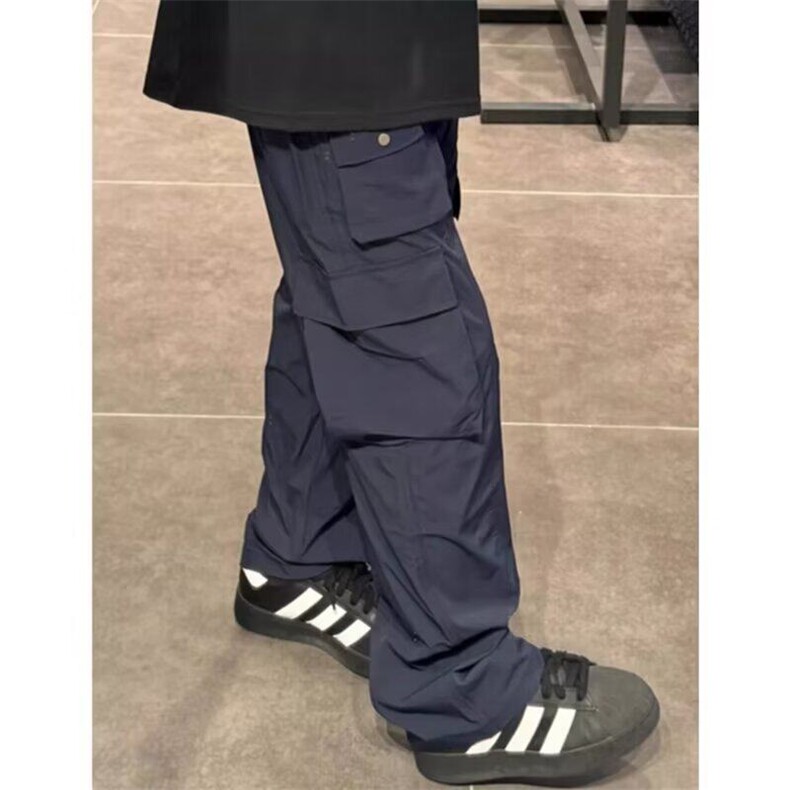 藏蓝色裤子速干尼龙伐木工装裤男夏季直筒宽松潮牌美式机能冲锋裤,男装休闲裤,星座506A