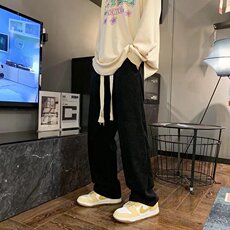 拖地卫裤男秋冬复古直筒阔腿裤A533P33，男装休闲裤，星座1116-2