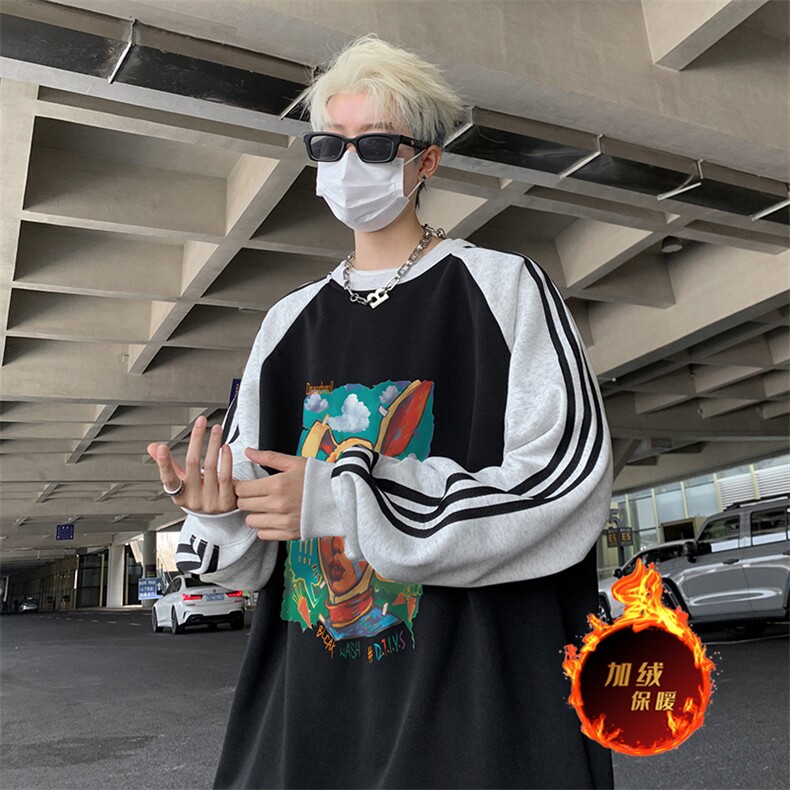 抖音得物供货提供视频秋冬重磅美式宽松织带圆领卫衣0730,男装卫衣,电商A486