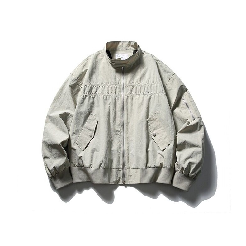 美式飞行员教练服夹克男士春秋季宽松休闲潮牌棒球服纯色工装外套,男装夹克,星座506A