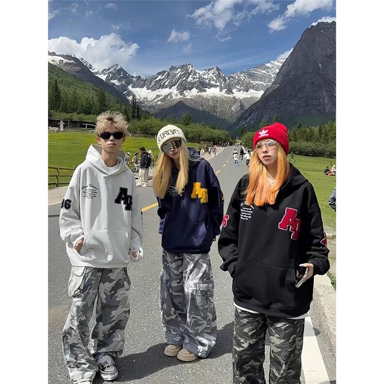 【现货】D1011-特批50秋季新品美式街头字母刺绣连帽卫衣男女潮，男装卫衣，星座603-2