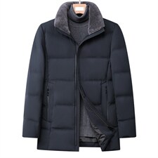 羽绒服冬季新款羊毛毛领中年男士爸爸冬装鸭绒外套QLMF12001-P275图片