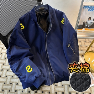 加绒加厚冬款男立领棉衣字母刺绣夹棉保暖棉服外套MA8091 P85图片