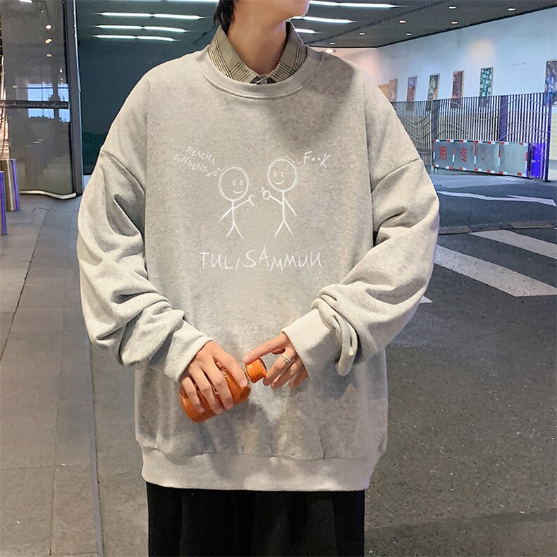 S6302-P28秋季圆领卫衣男大码韩版宽松长袖外套,男装卫衣,电商A040