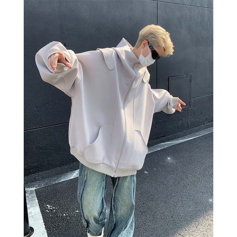 男装简约卫衣24秋新款空气层分割连帽开衫外套XZ514-2-20241-P78,女装短外套,星座514-2(原B239)