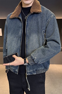 潮牌字母压花加绒加厚牛仔外套男冬装休闲男夹克B317/J619/P175图片