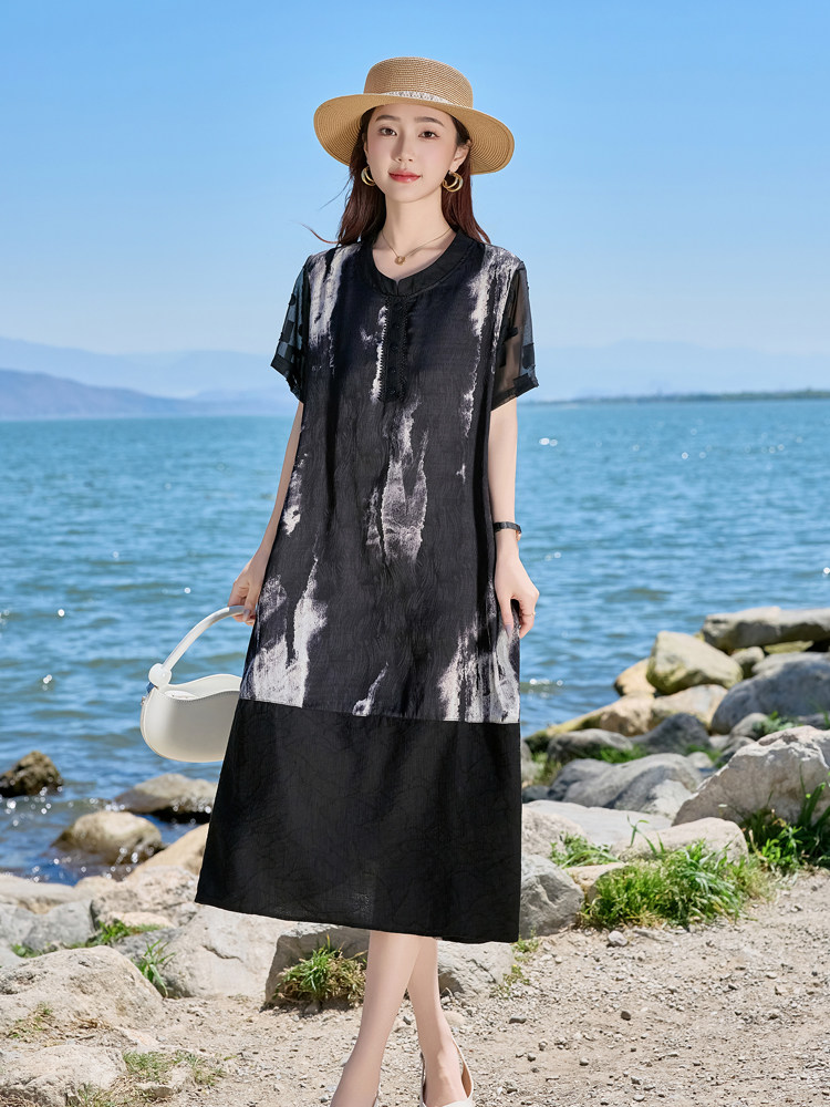 【夏季女装新款】时尚优雅中长款年轻妈妈连衣裙,女装连衣裙,魅衣本色