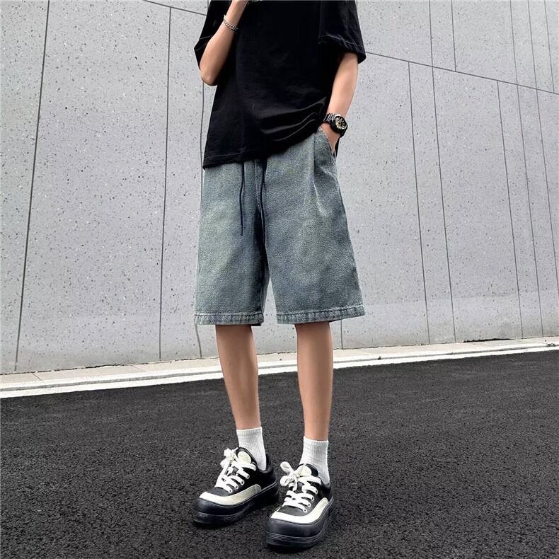 牛仔五分裤男女韩版潮流宽松百搭2025夏季ins休闲短裤RK2796-P42,男装牛仔裤,星座412-2
