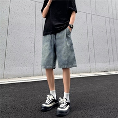 牛仔五分裤男女韩版潮流宽松百搭2025夏季ins休闲短裤RK2796-P42，男装牛仔裤，星座412-2