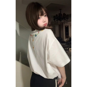 DX66HH-特P35 美式重磅花卉印花设计感情侣短袖T恤图片