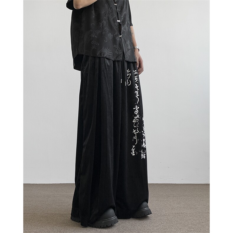 新中式书法裤山本耀司暗黑休闲裤风汉服 310A-2 BK319 P60 控78图片