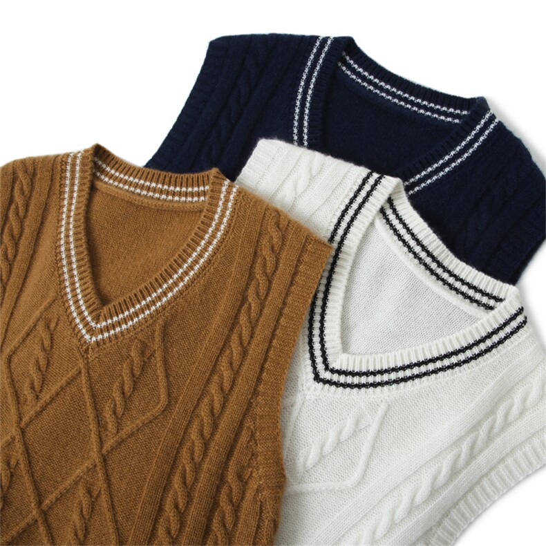 儿童秋冬时尚高级保暖羊绒背心简约舒适经典V领设计,童装马夹/背心,瑞上羊绒
