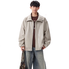 2026新款皮衣外套宽松翻领拉链设计街头风上衣XZ309JK8630P80，男装皮衣，星座309（原A406）