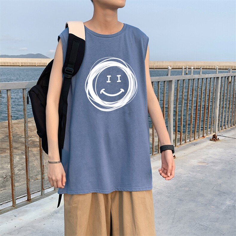 ！港风2023夏季无袖背心男加肥加大码宽松短袖T恤男BX265-P20,男装背心/马甲,电商B371