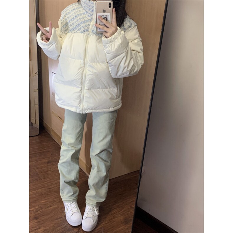 潮高级感针织拼接立领羽绒棉服加厚小众情侣面包服Y321-P88网图,男装棉衣,电商B245