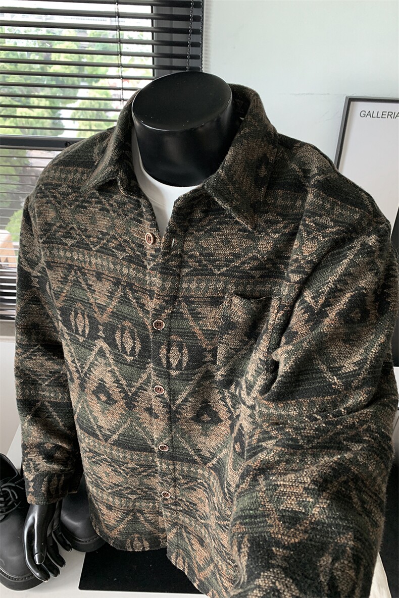 特批P58无差价秋季Vintage巴洛克呢料衬衫男大码翻领夹克J5251,男装夹克,电商A001-1