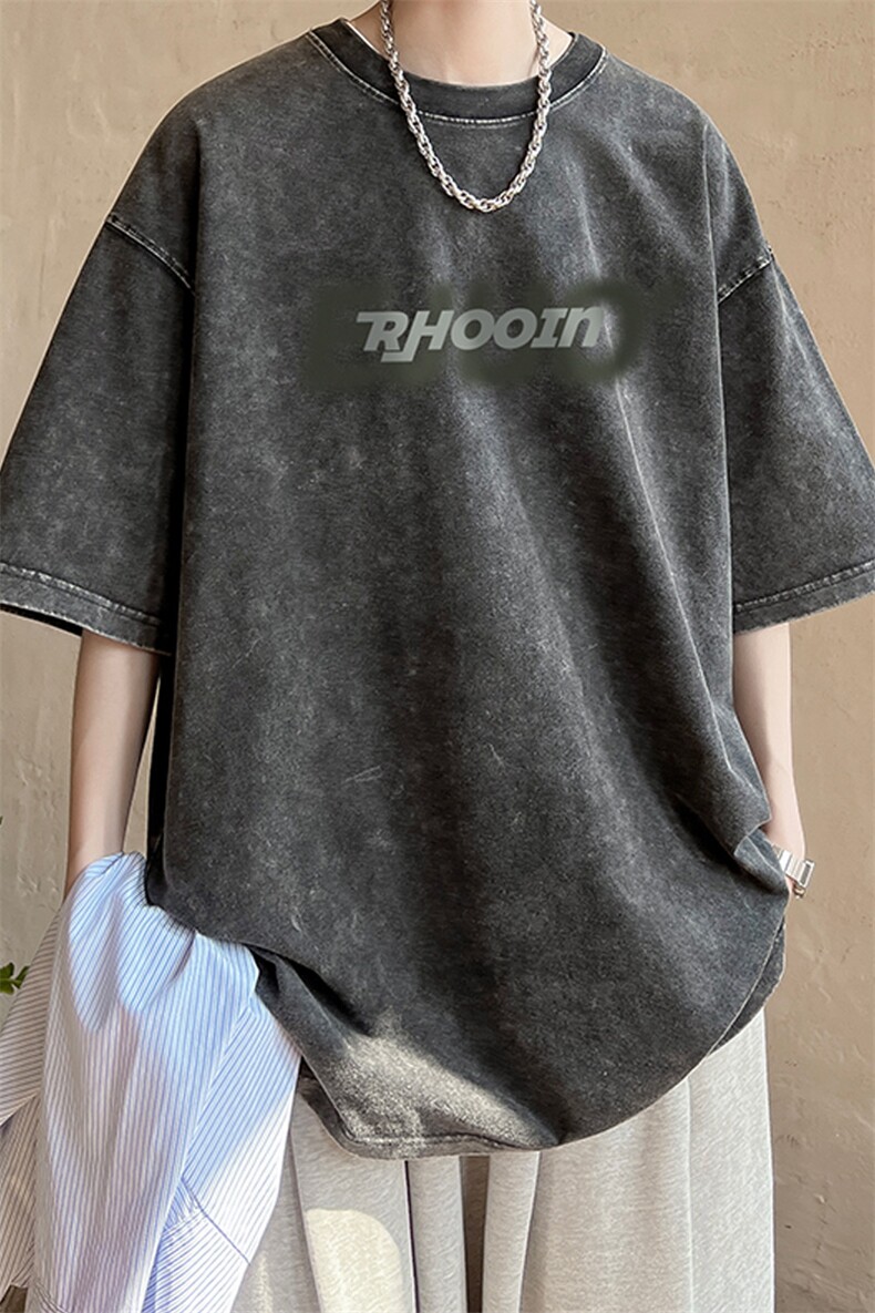 直播品质240克重磅水洗做旧短袖t恤男女SDX120-P32,男装T恤,电商B367