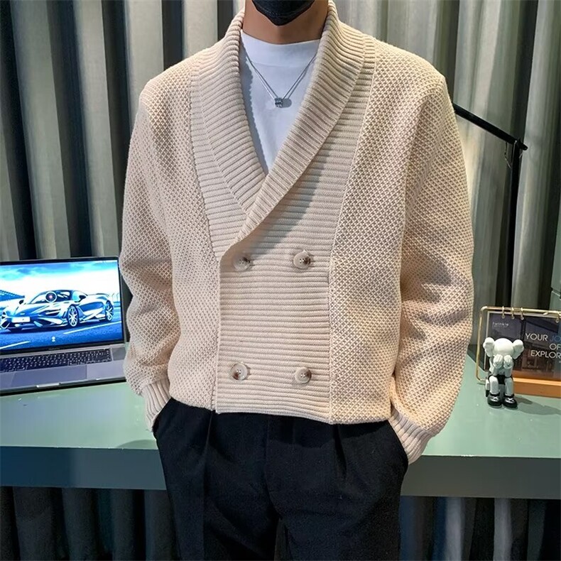 春秋季男士青果领毛衣韩版潮流宽松开衫简约针织衫休闲百搭外套男,男装针织衫/毛衣,星座1013