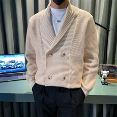 春秋季男士青果领毛衣韩版潮流宽松开衫简约针织衫休闲百搭外套男，男装针织衫/毛衣，星座1013