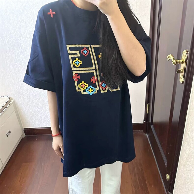 万针全刺绣工艺 高品质260克双纱纯棉美式高街短袖T恤 特P33图片