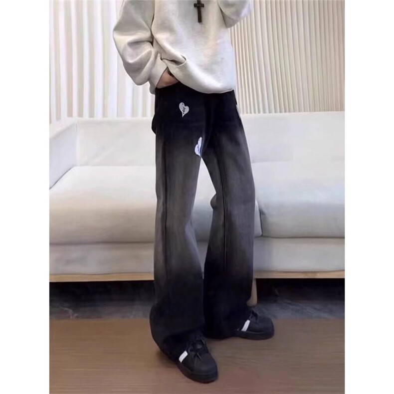 牛仔裤男刺绣渐变水洗做旧痞帅微喇裤子网1001-1-AK553-P48,男装牛仔裤,星座1001-1