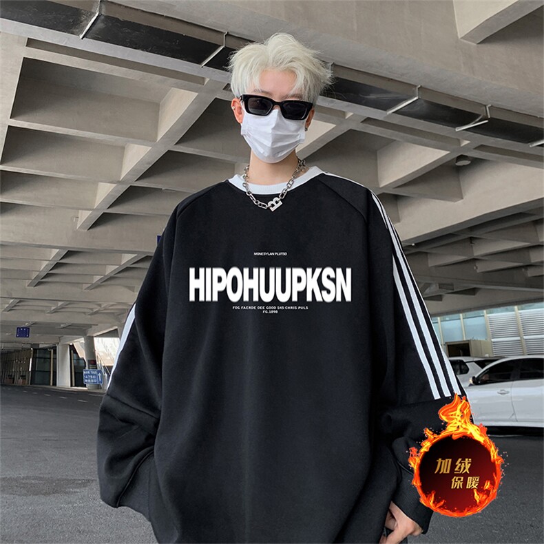 抖音得物供货 提供视频 秋冬重磅美式宽松织带圆领卫衣0320图片