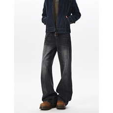 水洗做旧牛仔裤男女春秋直筒宽松欧美高街长裤子25XK67211特批45，男装牛仔裤，电商A042