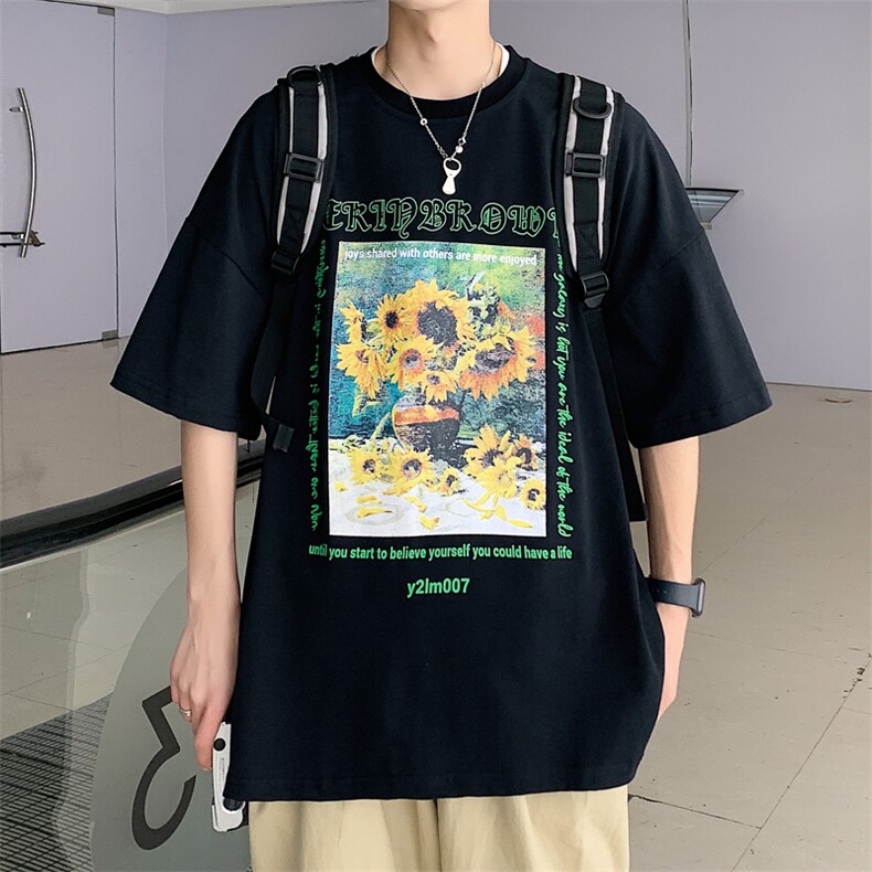 1港风休闲运动情侣大码中性潮短袖T恤男DT7707P25控38,男装T恤,星座226-2