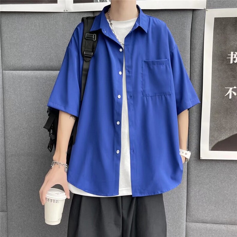 夏季短袖衬衫冰丝五分袖C4073P25图片