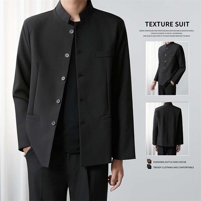 1506-1/GW220/P60新中式中山装纽扣西服夹克男装图片
