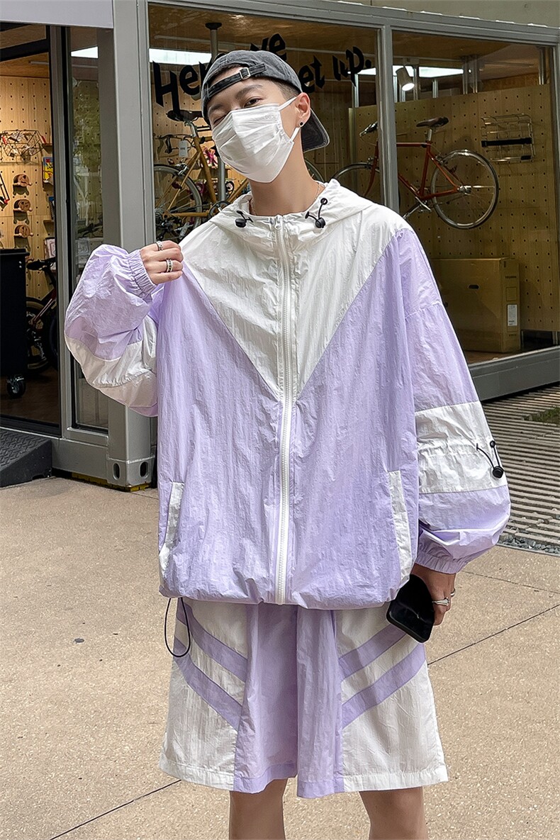 夏季防晒服套装运动风拼色时尚防晒衣夹克衫男XZ514-2-1609-P98,男装防晒衣,星座514-2(原B239)